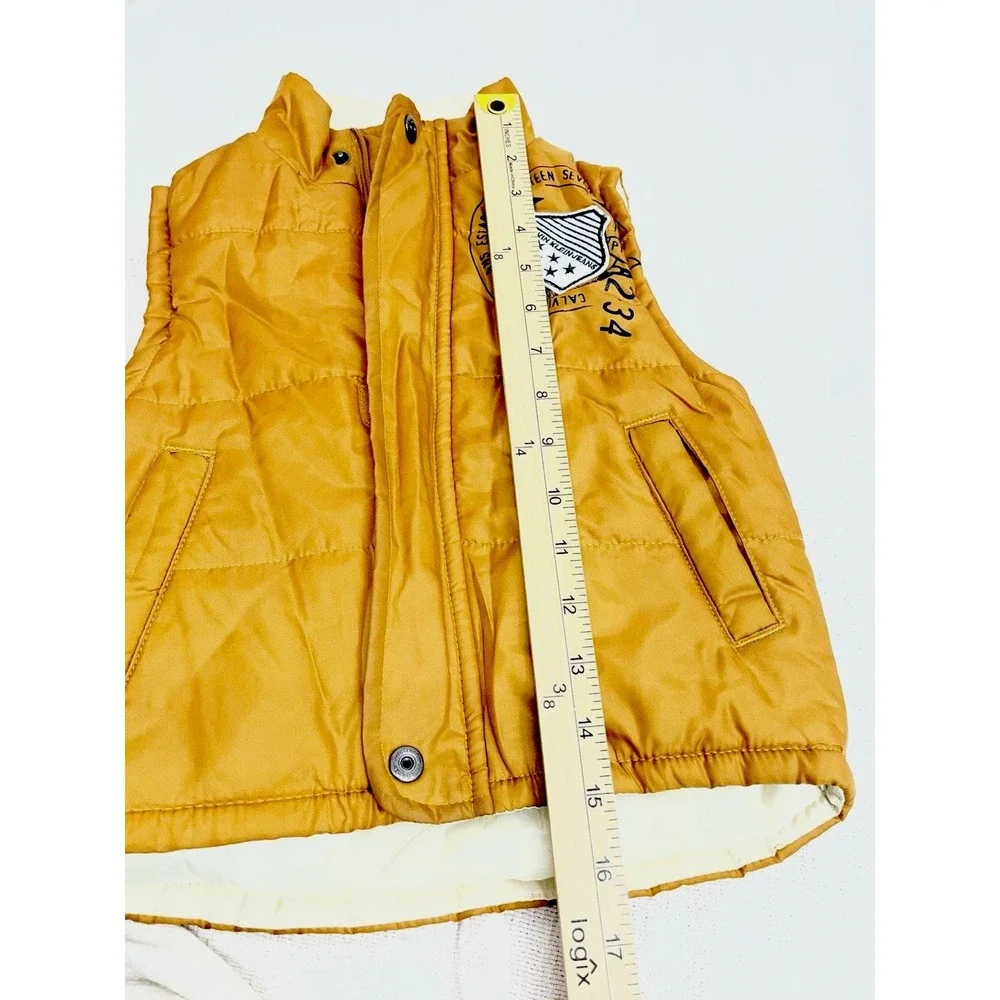 Calvin Klein Boys 2T Rugby‎ Style Puffer Vest Gold Outdoor Preppy Play Vtg